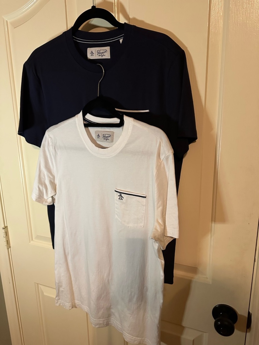Original Penguin Dark Navy Pocket Tee with White Trim & White Tee with Blue Trim